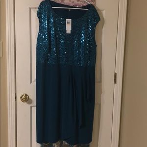 Deep teal sleeveless cocktail dress